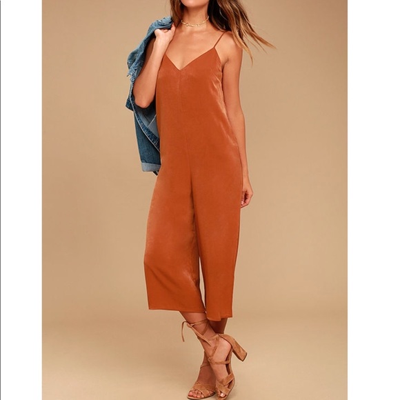 Lulus Pants - LULU’S Elisa rust orange midi jumpsuit wide leg